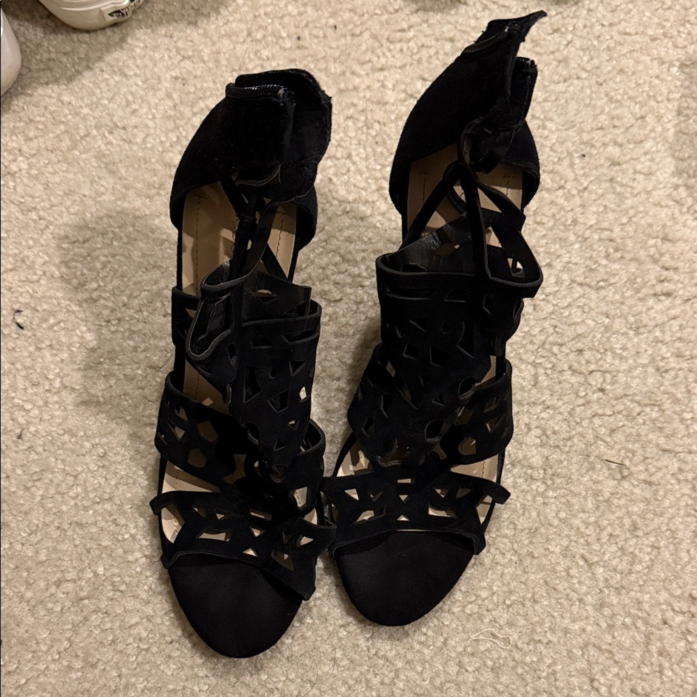 BCBGeneration Black Strappy Heels